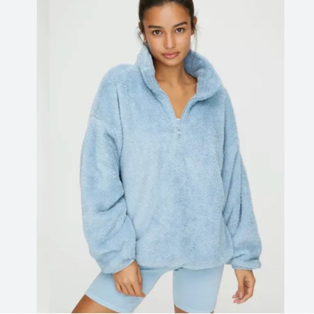 TNA Artizia fuzzy zip mockneck - black